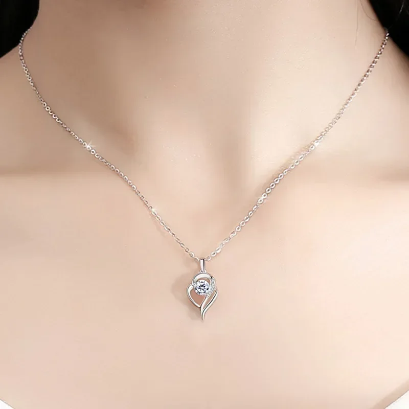 Pendant Necklace 1 Carat Moissanite for Women Party 925 Sterling Silver Diamond Chain Necklaces
