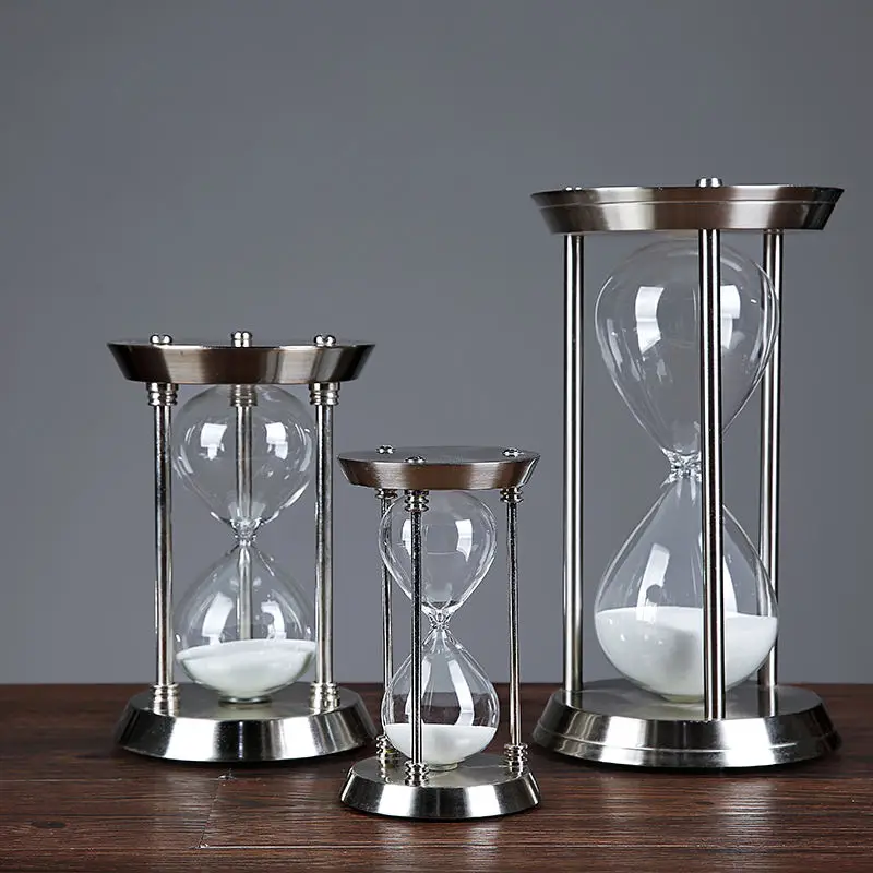 15/30 Minutes Brass Metal Hourglass European Retro Office Bookshelf Study Ornaments Sand Clock Home Indoor Decoration Timer Gift 2