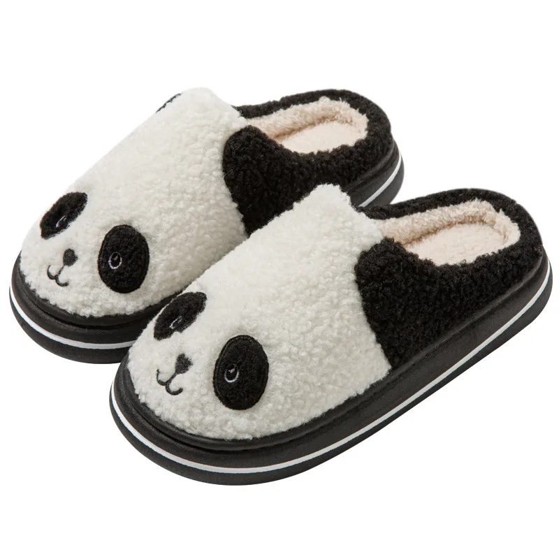 Winter Cute Panda Women Men Cotton Slippers Parent-child Cotton Shoes Plush Plush Thick Bottom Indoor Non-slip Warm Cotton Shoes 5
