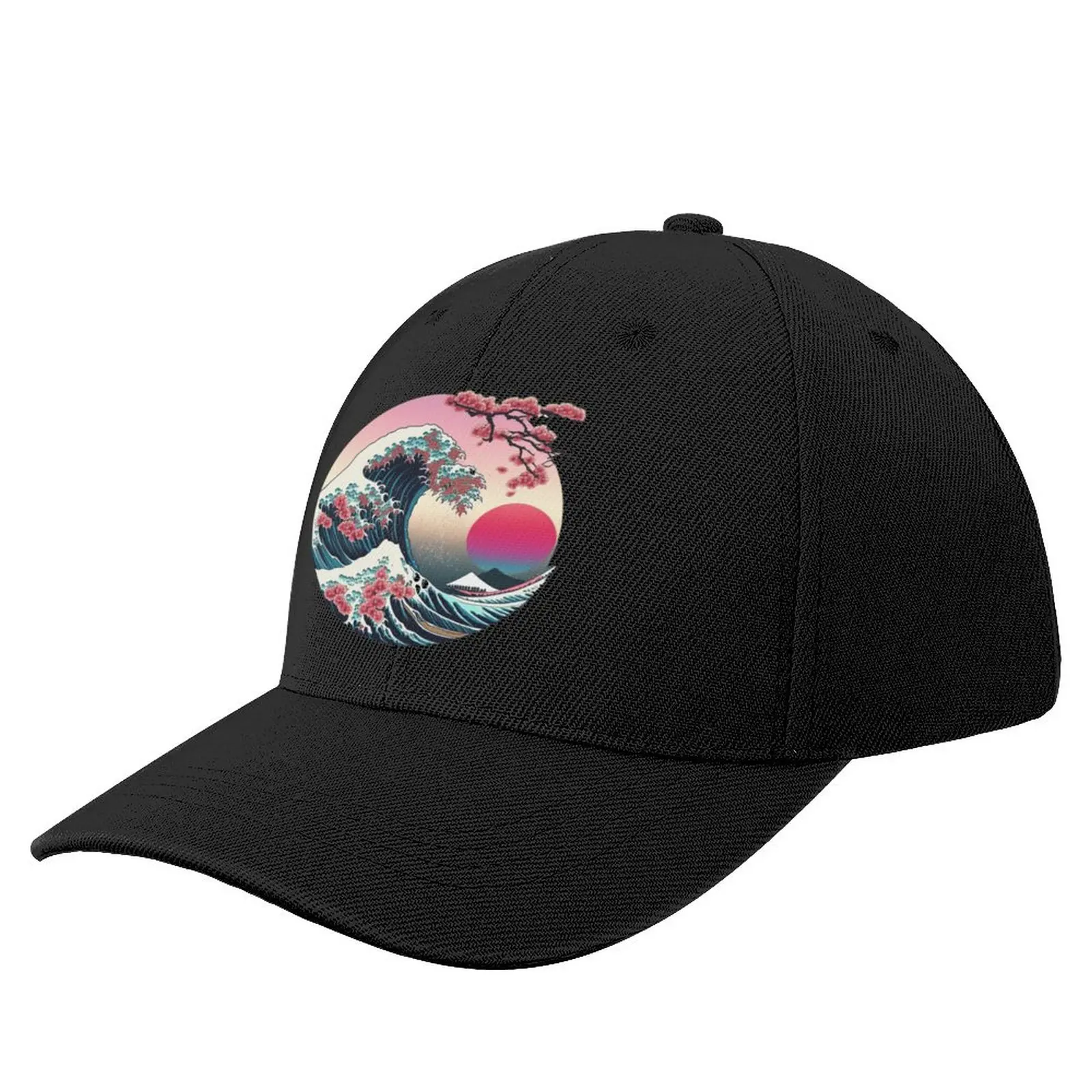 

Vaporwave Aesthetic Great Wave Off Kanagawa Retro Sunset Baseball Cap Hat Man For The Sun Golf Wear Golf Hat Women Men'S