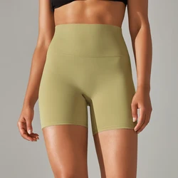Women's High Waist Breathable Yoga and Fitness Shorts - S (Dark Yellow)