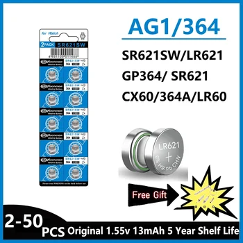 2-50PCS AG1 LR621 364 V364 164 531 SR621 SR621SW SR60 CX60 1.55V Alkaline Battery For Watch Car Key Remote Toy Button Coin Cell 1
