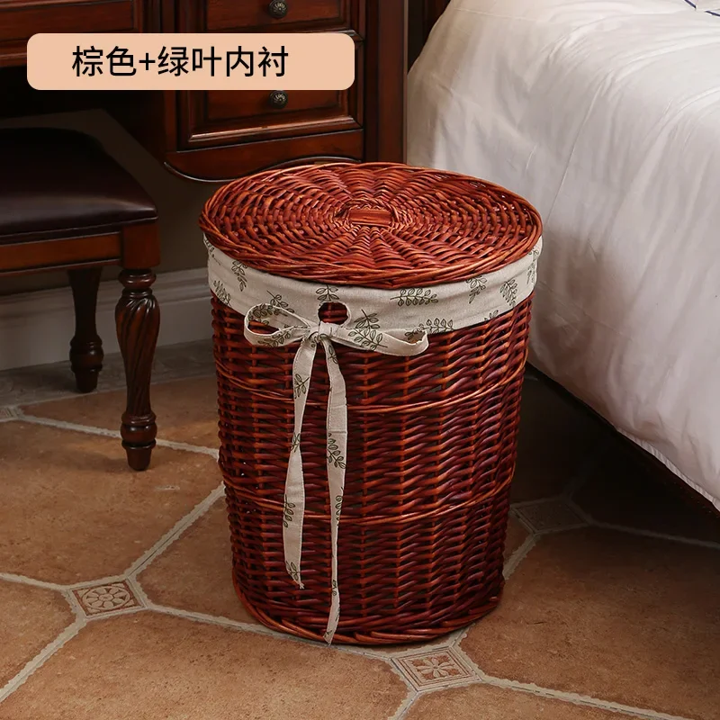 thumbnail image 1 of Cesto de almacenamiento de ropa, cesto de lavandería, barril de ratán, grande, para ropa, juguetes, pinzas, hogar, con tapa, organizador discreto, 1 of 5
