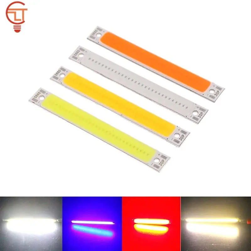 

1W/3W 3V-4V DC 60mm 8mm LED COB Strip 1W 3W Warm Cold White Blue Red COB LED Light Source For DIY Bicycle Work Lamp