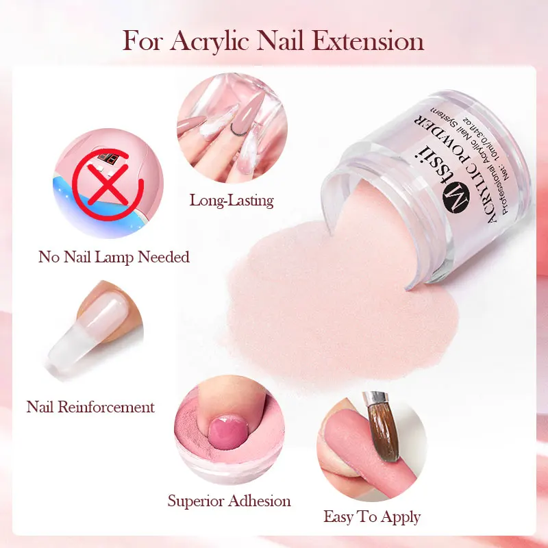 Mtssii 10g Acrylic Powder Pink Clear White Acrylic Nails Professional Polymer For Nail Extension No Need Lamp Cure Nail Supplies 3