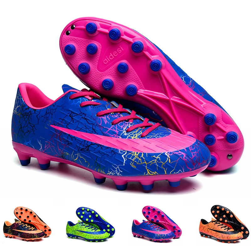Zapatos de fútbol para hombres y niños, botas tobilleras a la moda FG/TF para entrenamiento de césped, zapatillas deportivas| AliExpress