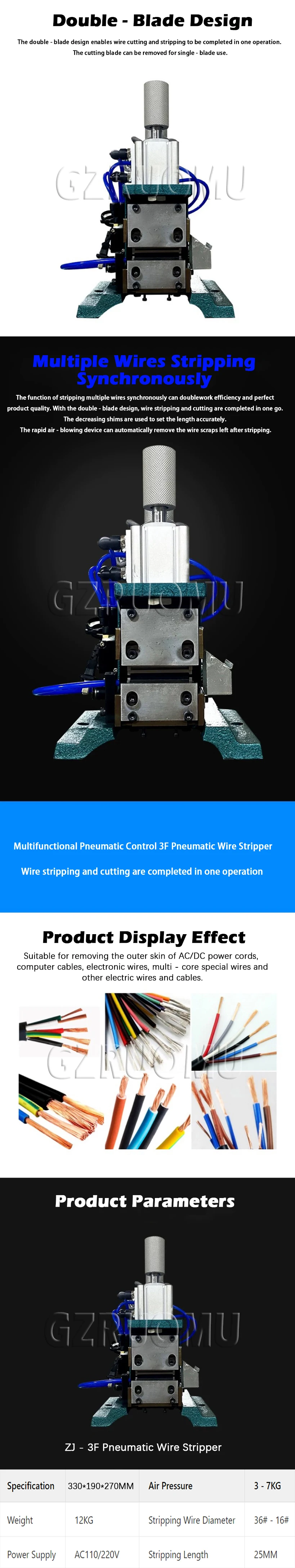 3F Vertical Core Wire Stripping Machine Pneumatic Stripping Twisting Machine Sma