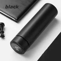 1pc 480ml Black Stainless Steel Creative Smart Thermos BottleTemperature Display Thermal Mug Male Female Portable Business Gift 1