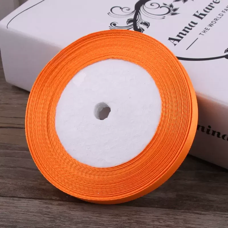 오렌지 새틴 리본 수제 공예 활, DIY 선물 포장, 크리스마스 웨딩 장식 리본, 25 야드, 6mm, 10mm, 15mm, 20mm, 25mm, 40mm, 50mm