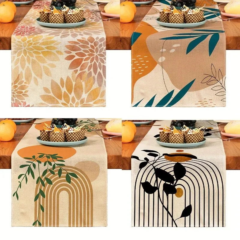 Table Runner Simple Plant Bohemia Kitchen Dining Decoration Linen Holiday Decorations Room Decor 1pc