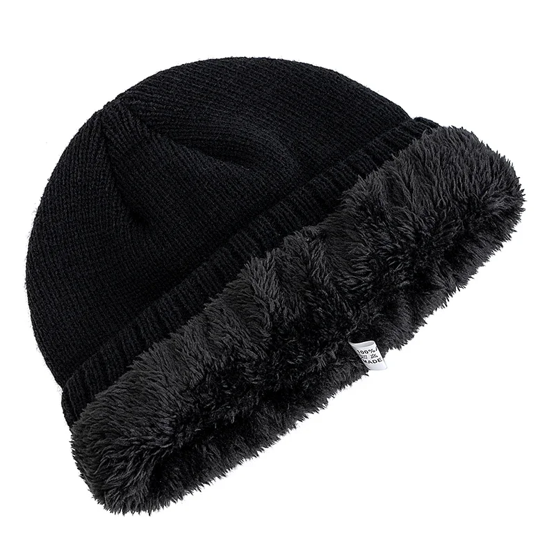 Hot Sale Unisex Autumn/Winter Hats Plush Fur Lined Men Women Warm Beanie Cap Casual NY Printing Winter Ski Knitted Hats