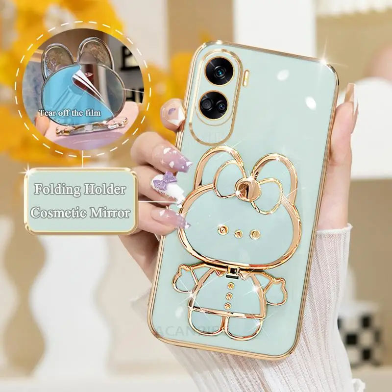 Mirror Plating Silicone Stand Holder Case - Enhanced Protective Cover