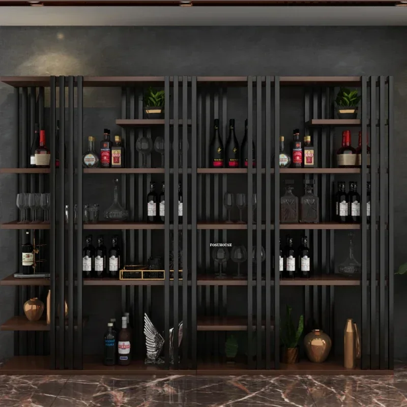 Retro Display Cabinet Industrial Wind Bar Furniture European Iron Bar Wine Cabinets Home Wine Rack Living Room Storage Display