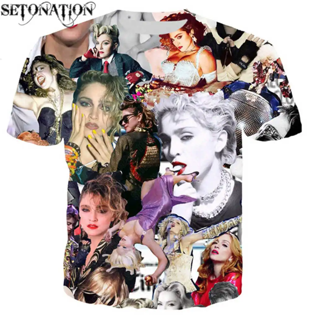 

Футболка Мужская/женская с 3D-принтом Мадонны, стильная уличная одежда в стиле Харадзюку, на заказ, летние топы