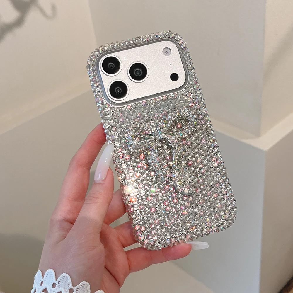 3D Bling Diamond Bowknot Rhinestone Phone Case – Shockproof Glitter Cover