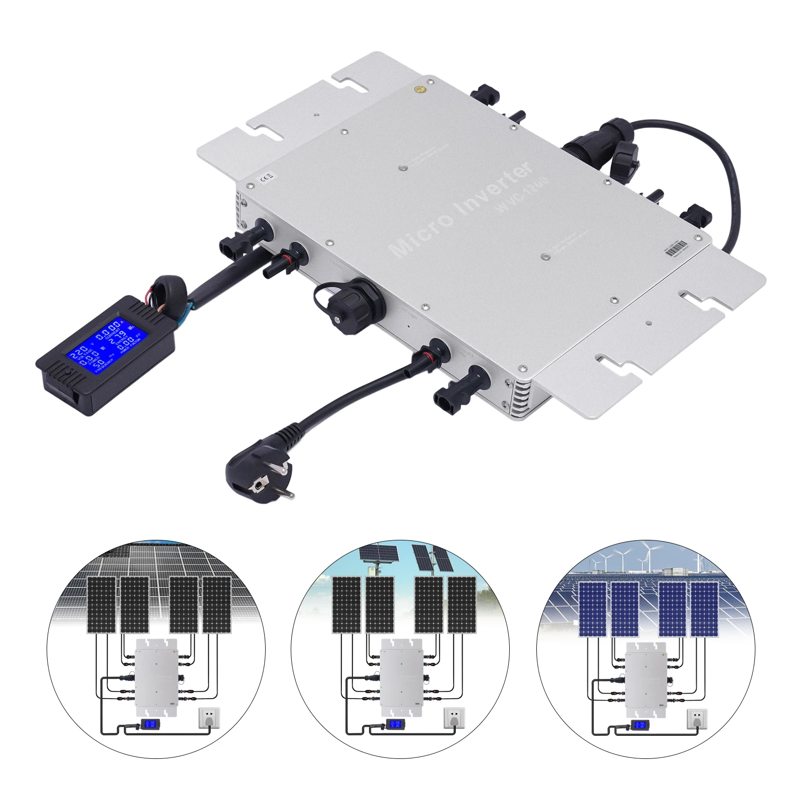 Micro Onduleur Solaire Sans Fil MPPT 300 W - Pure Sine Wave IP65 - Entrée/sortie De La Sécurité électrique, Empilage Multiple Parallèle - 2