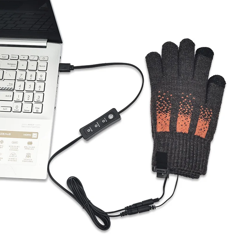 

Winter USB Heated Gloves Touch Screen Adjustable Temp Thermal Warm Electric Men Women Soft Durable Work Washable Gloves 3 Colors