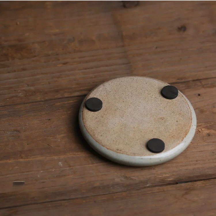 두꺼운 세라믹 원형 솔리드 티 코스터 고온 방지 차 세트 액세서리 중국 스타일 복고풍 패턴 비수제