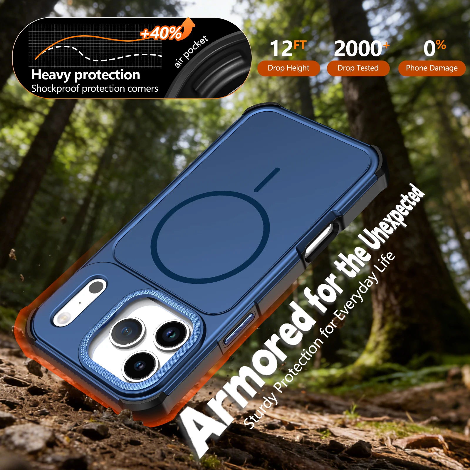 Matte Armor Shockproof Heavy Duty Magnetic Phone Case with MagSafe Compatibility