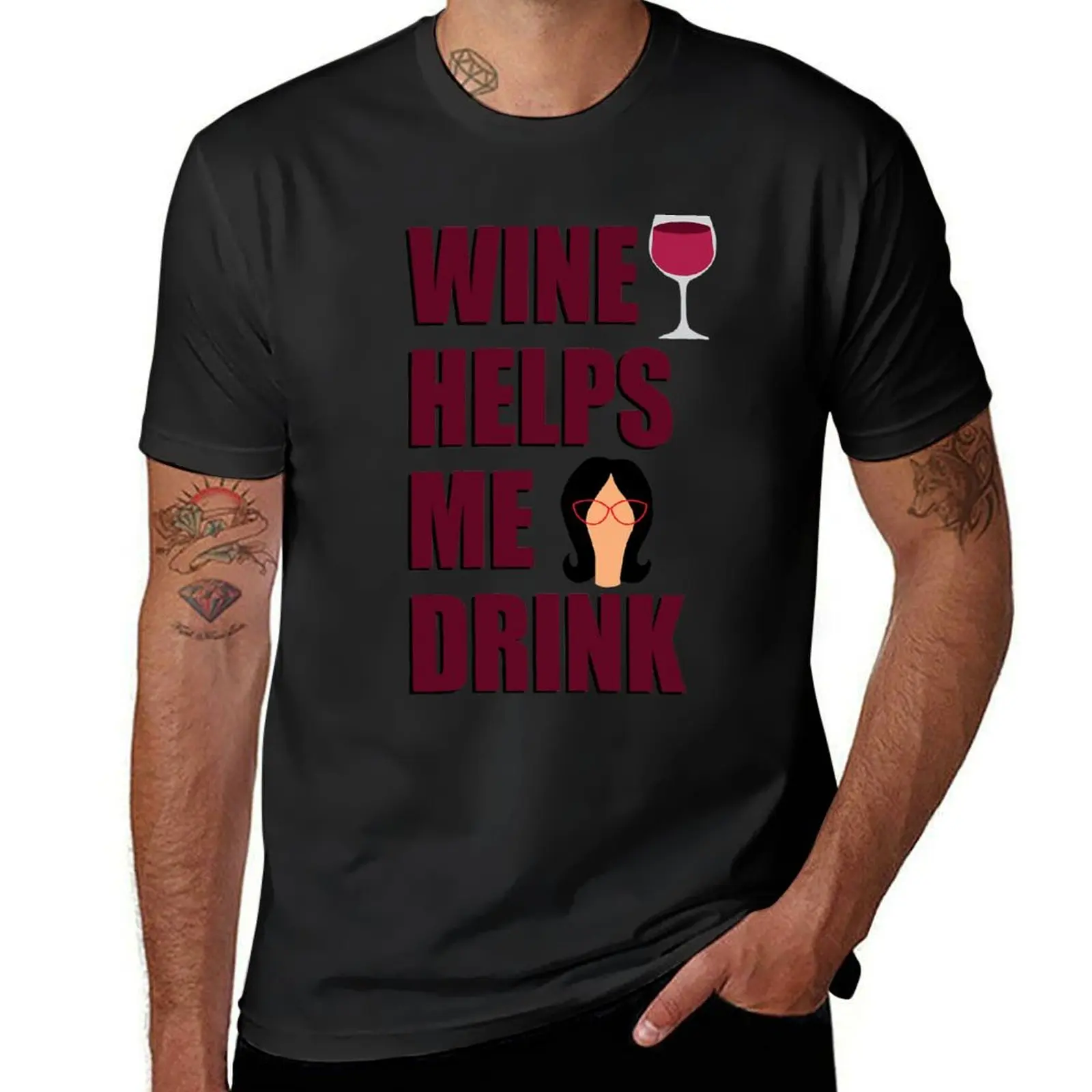 Wine Helps Me Drink T-Shirt heavyweights for a boy t shirts men