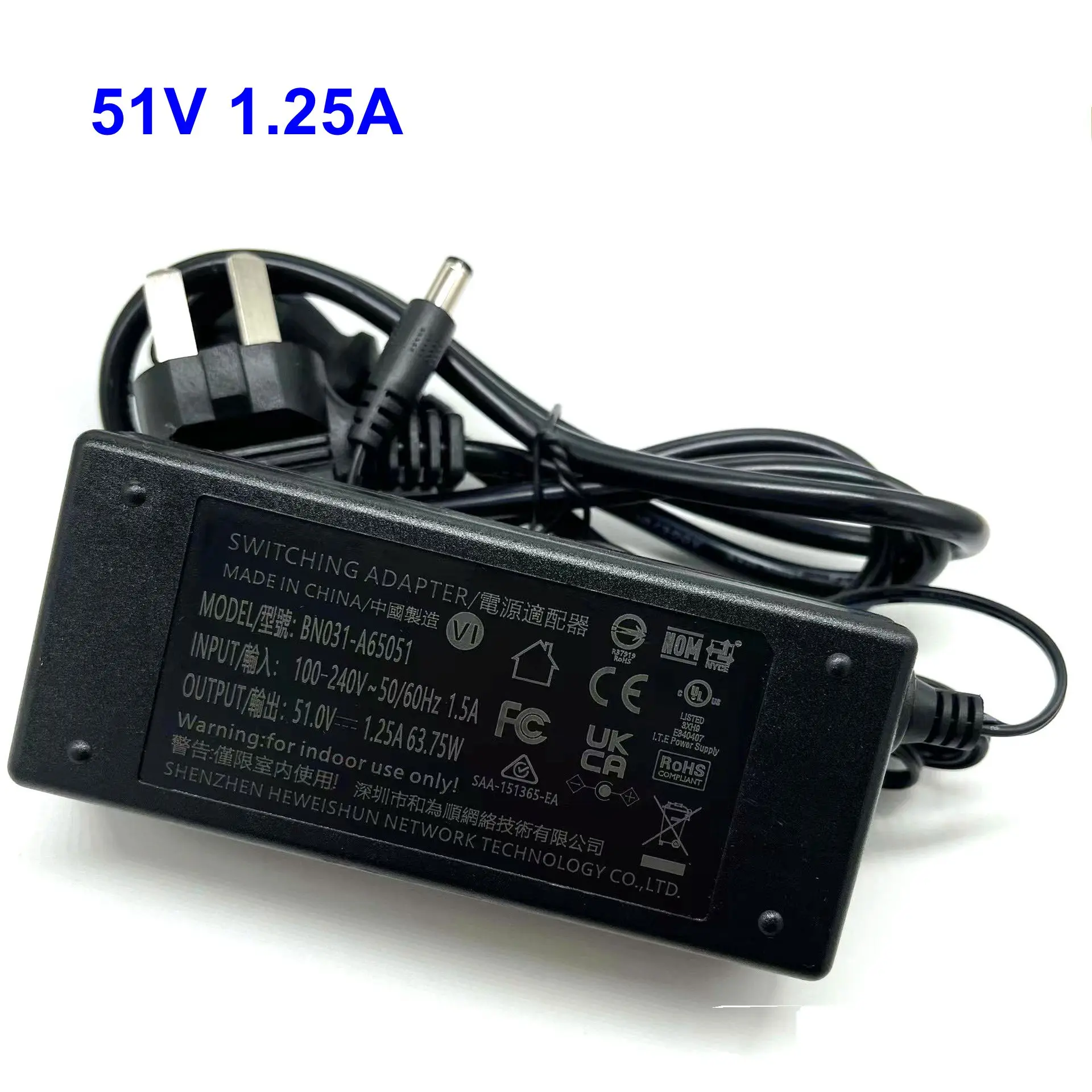 51V-1-25A-AC-DC-Adaptateur-Chargeur-BN031-A65051-TEG1105P-4-63W-Pour ...
