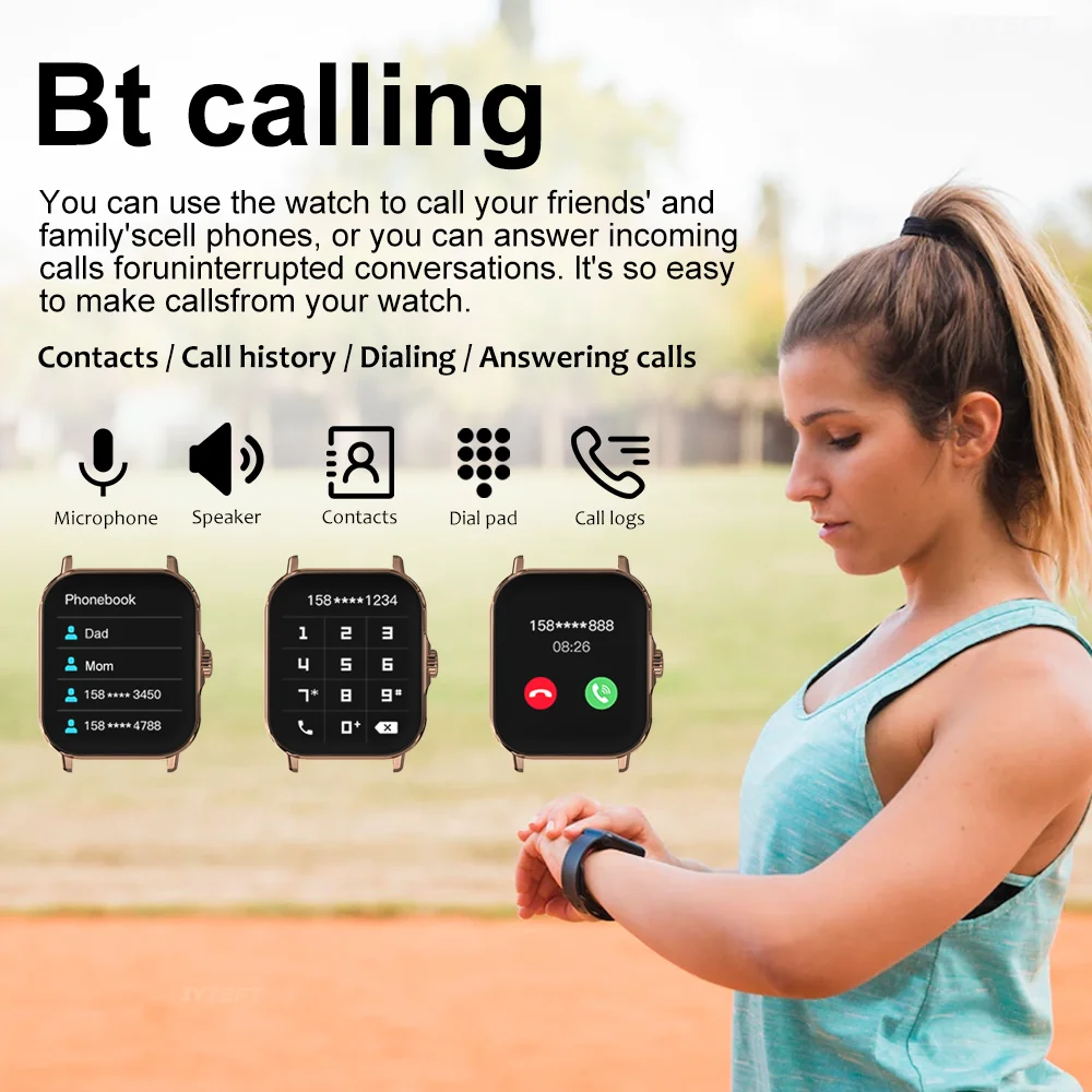 T166X Smart Watch Men and Women Fitness Sports Watch Real Pedometer Full Touch Screen Bluetooth Call Digital Smart