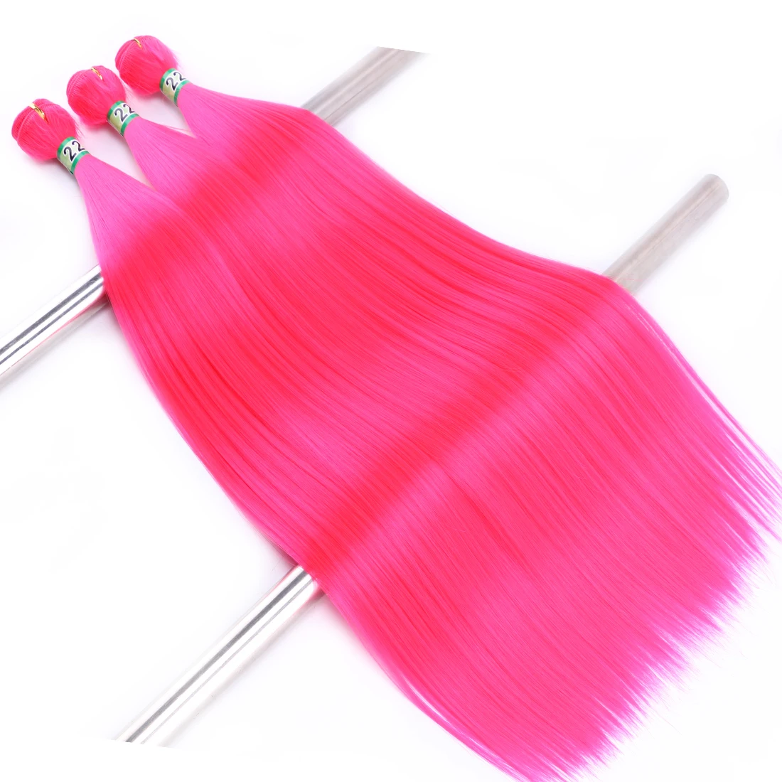 22 inch 2piece/lot Cosplay synthetic hair extension high temperature tissage fiber grey pink yellow red straight hair bundles