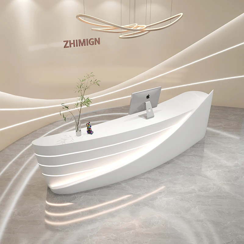 Modern Beauty Reception Desk Front Cashier Counter Wooden Commercial Clinic Reception Desk Hotel Schreibtisch Shop Furniture HDH
