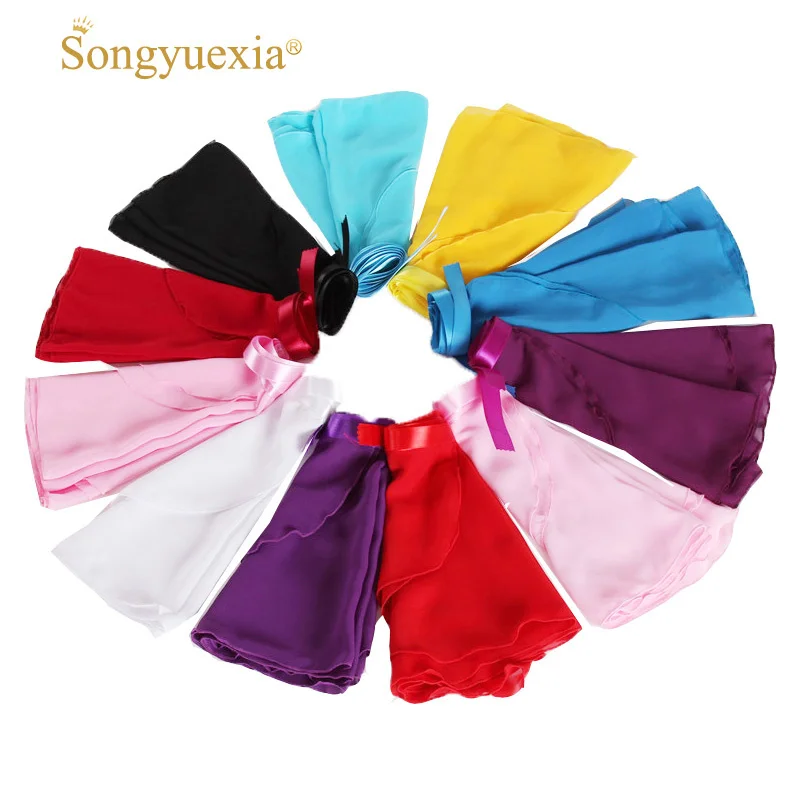 

songyuexia Women's Chiffon Ballet Tutu Dance Skirt Dance Skate Wrap Scarf 3 Sizes Girls Basic Practice Ballet Skirt 11clolors