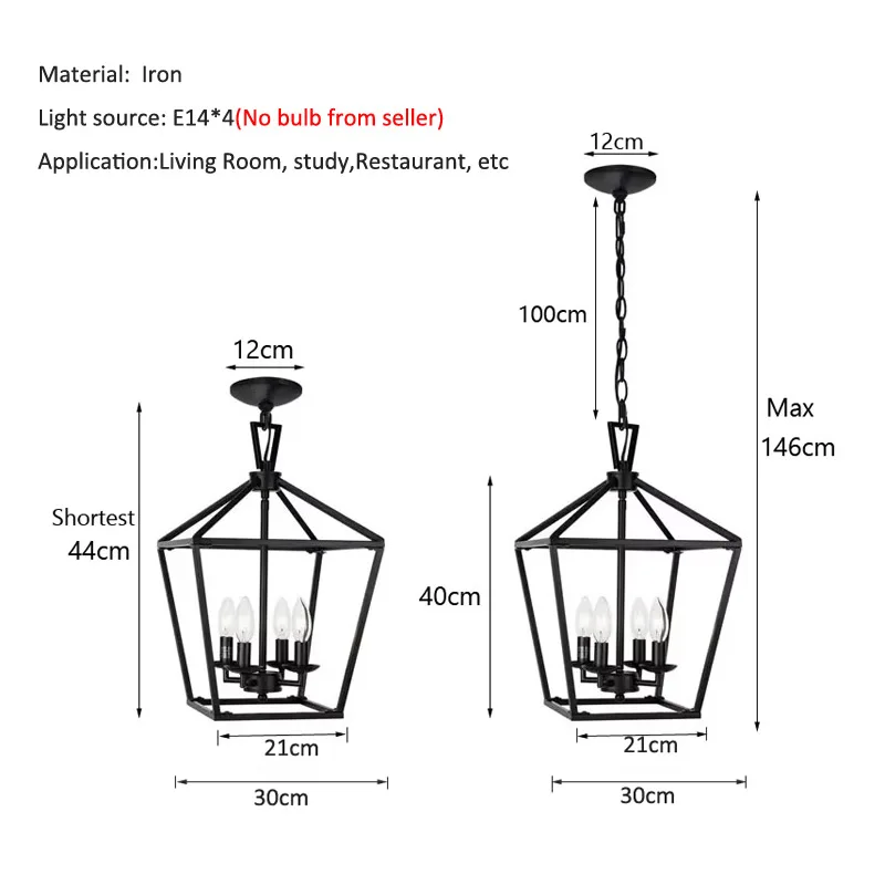 American Farmhouse Restaurant Chandelier Minimalist Retro Creative Kitchen Hallway Corridor Bedroom Light Black Droplight