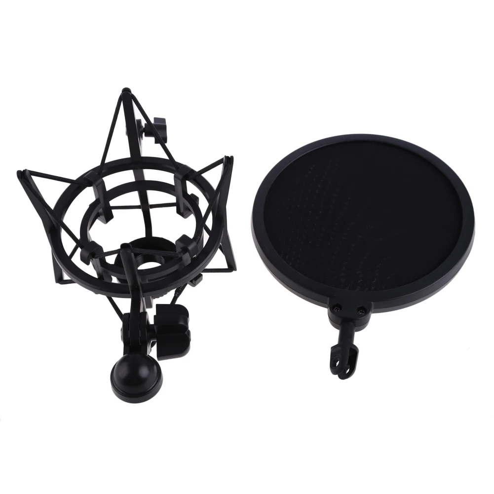 Mic Shock Mount Holder Professional Mic Shock Mount Bracket with Shield Filter Screen Studio Stand Black microphone stand,microphone pop filter,microphone mount clamp,microphone shock mount