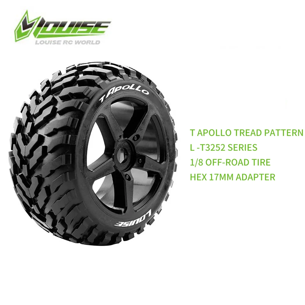 LOUIS 1/8 Remote Control Model Off-road Tire L-T3252 High-performance Flying Slope Tire Sturdy and Durable Tire 17mm Adapter