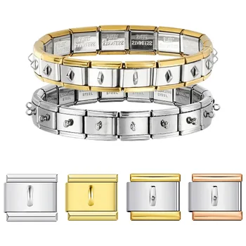 1PC Multifunctional Basic Hanging Italian Charm Link Fit 9mm Stainless Steel Bracelets Simple DIY Making Beads Jewelry For Gifts 1