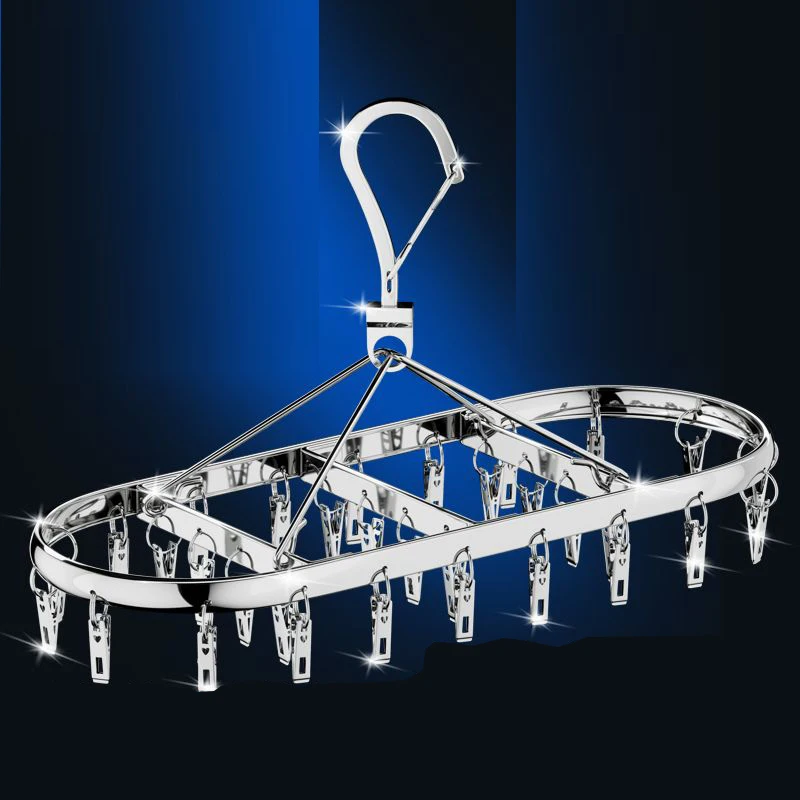 10/18/32 Clip Stainless Steel Drying Basket Multifunctional Hangers for Clothes Underwear Drying Rack Multiple Clip Socks Hanger 2