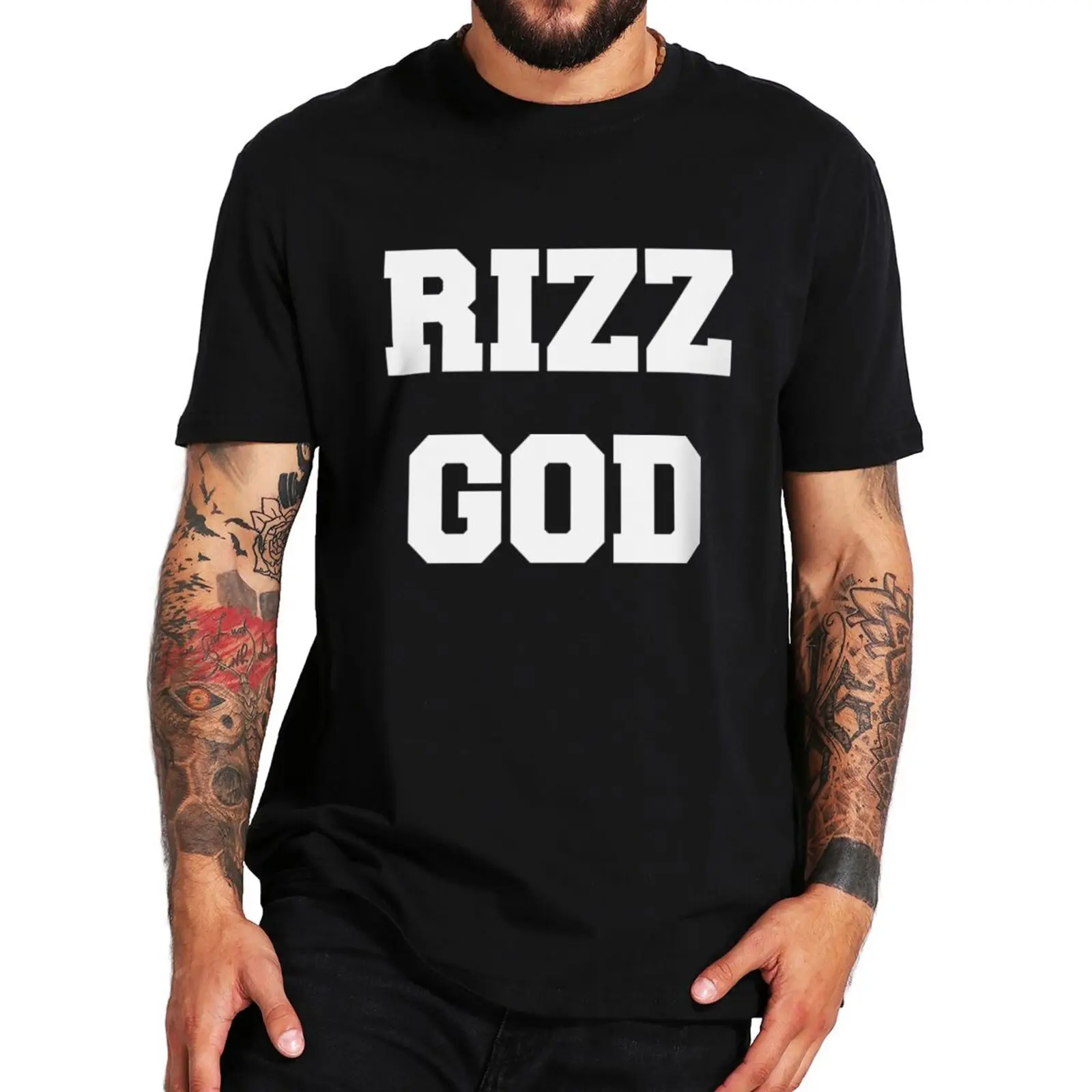 

Rizz God T Shirt Funny Popular Slang Teen Y2k T-shirts For Men Women EU Size 100% Cotton Unisex O-neck Soft Tee Tops