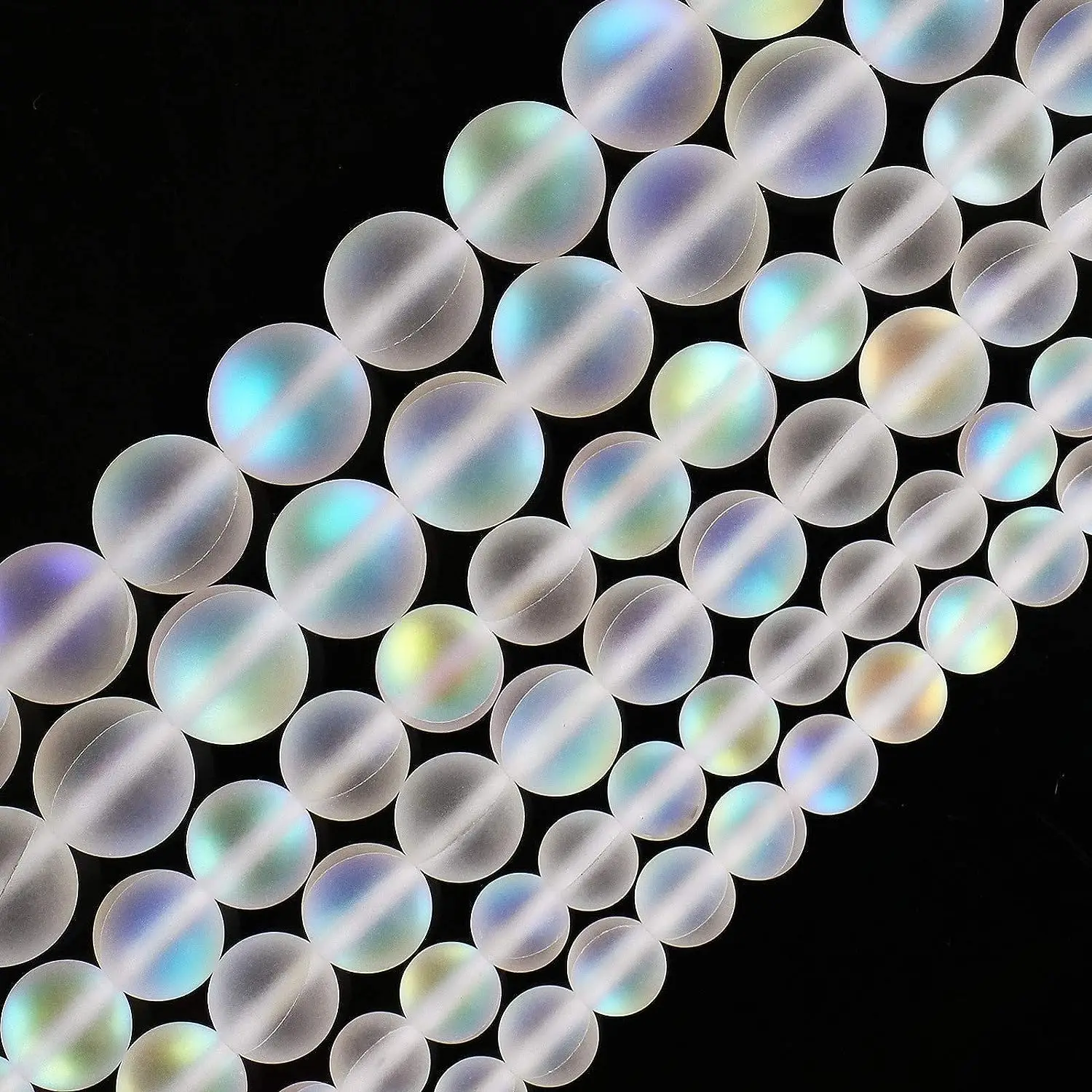 Matte Aurora Crystal Glass Beads Frosted Mystic Aura Mermaid Beads Round  Moonstones for Bracelet Necklace Jewelry Making DIY - AliExpress