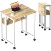 Folding Desk Small Rolling Desk with Storage Shelf,24.8 inch Foldable Computer Desk with Wheels for Small Space,Easy Assembly 1