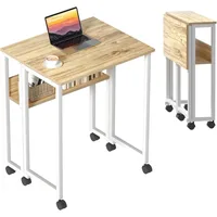 Folding Desk Small Rolling Desk with Storage Shelf,24.8 inch Foldable Computer Desk with Wheels for Small Space,Easy Assembly 1