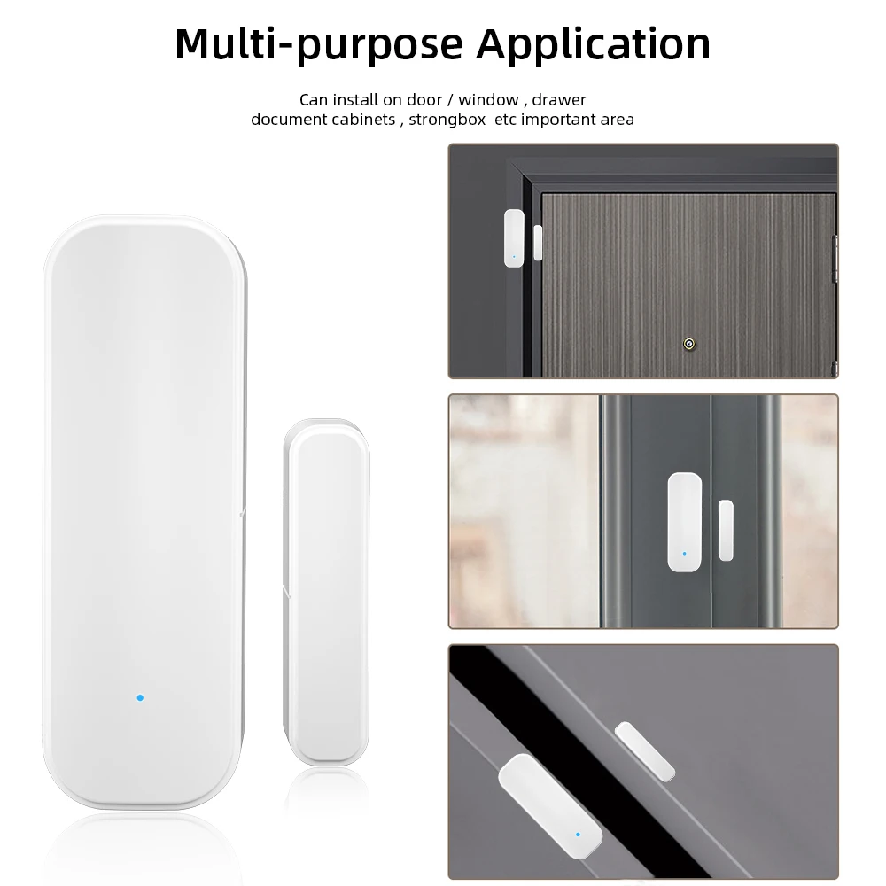 Tuya WiFi or Zigbee Window Door Sensor With Battery Smart Home Security Alarm System Voice Control Via Alexa Google Home Smart