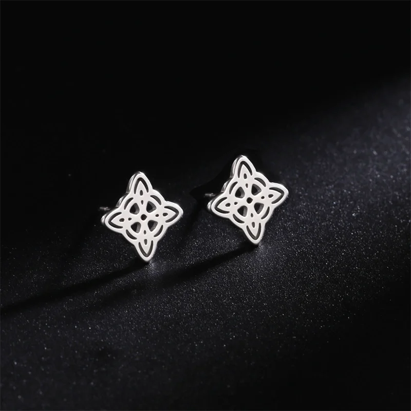 Edelstahl-Hexenknoten-Ohrstecker für Damen und Mädchen, modisch, minimalistisch, keltischer Knoten, Hexerei, Amulett, Ohrringe, Schmuck, Geschenke – Detail 27