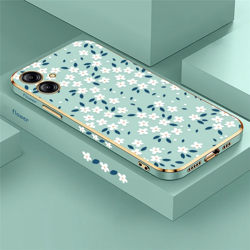 Shockproof Flower Pattern Soft Case with Plating Finish
