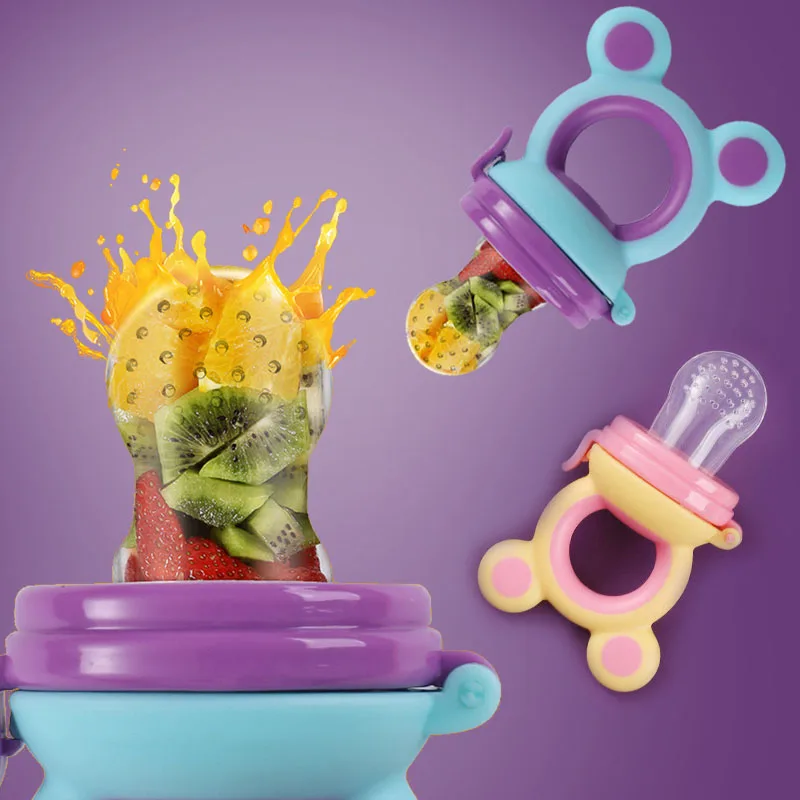Baby Feeder Silicone Fresh Food Nibbler Kids Boy Girl Bear Ear Fruit Feeding Safe Infant Baby Supplies Nipple Soother Bottles 3
