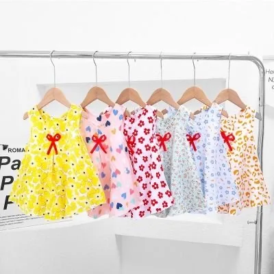 

2023 New princess skirt summer cotton sundress cute thin style foreign style floral A-line skirt girl's sleeveless skirt