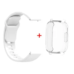 Smart Strap and Protective TPU Case for Enhanced Wearable Experience (White With Clear)
