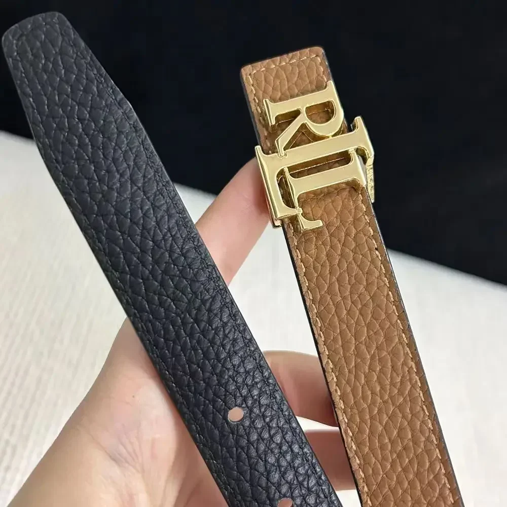

2023 Women Lychee Pattern Microfiber Belts Brand Designer High Quality 2.5cm Smooth Buckle Letter Belt Fashion Simple Belt