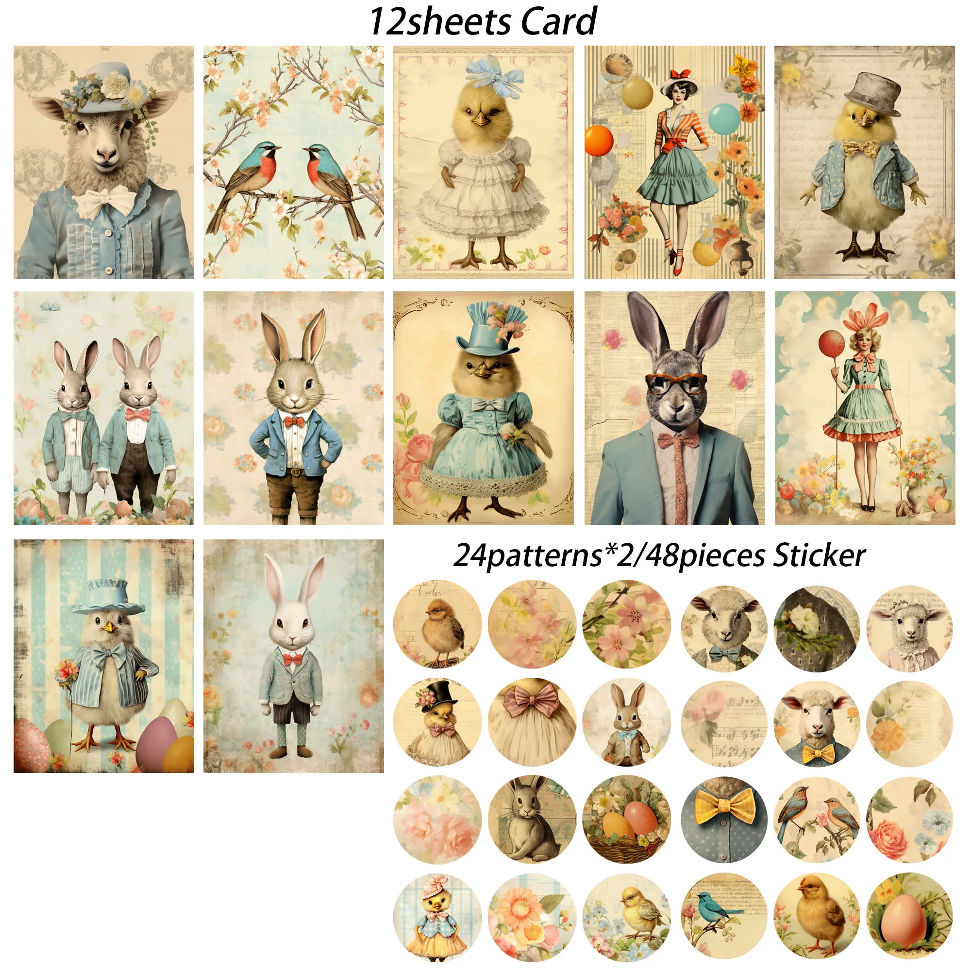 52-teiliges Fantasy-Set mit buntem Kaninchen, beschreibbar, dick, mit Aufkleber, für Osterdekoration, Scrapbooking-Zubehör, Junk-Tagebuch – Detail 8