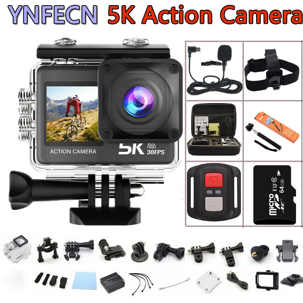 thumbnail image 1 of YNFECN C1S 5K 30fps Cámara de acción 4K 60FPS DVR Videocámara deportiva Go Waterroof WIFI Cam Pro, 1 of 3