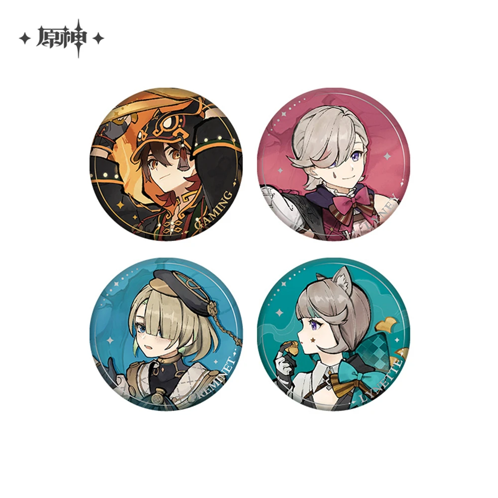 Game Genshin Impact Arlecchino Wriothesley Neuvillette Furina Clorinde Emilie Cosplay Badge Pin SPTE Tinplate Brooch Prop anime ornament