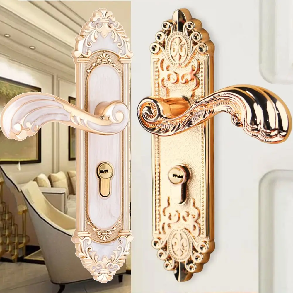 

Anti-theft Door Handle Locks Set European Style with 3pcs Keys Silent Security Lock Aluminium Alloy Easy Install