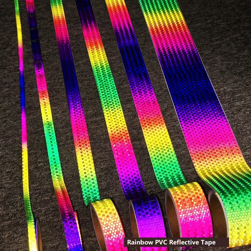 Luminous Tape Warning Stickers Warning Decal Luminous Sticker Tape Colorful Reflective Stickers Gradient Dazzling Colors Motorcycle Bicycle Body Decoration Reflective Tape